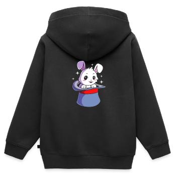 Zauberer Magie Magier Hase - Kinder Premium Organic Zip Hoodie - Schwarz - Hinten - AI Model Kid Male (0cm)