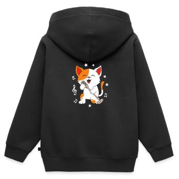 Karaoké - Sweat Premium à capuche zippé enfant bio - noir - Dos - AI Model Kid Male (0cm)