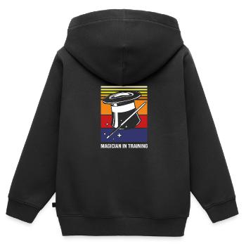 Zauberer - Kinder Premium Organic Zip Hoodie - Schwarz - Hinten - AI Model Kid Male (0cm)