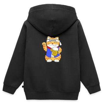 Maneki Neko Japan Glücksbringer - Kinder Premium Organic Zip Hoodie - Schwarz - Hinten - AI Model Kid Male (0cm)