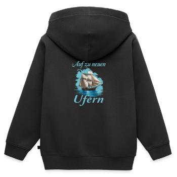 Auf zu neuen Ufern Segeln Segelschiff - Kinder Premium Organic Zip Hoodie - Schwarz - Hinten - AI Model Kid Male (0cm)