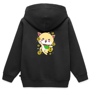 Maneki Neko Japan Glücksbringer - Kinder Premium Organic Zip Hoodie - Schwarz - Hinten - AI Model Kid Male (0cm)