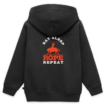 Rodéo - Sweat Premium à capuche zippé enfant bio - noir - Dos - AI Model Kid Male (0cm)