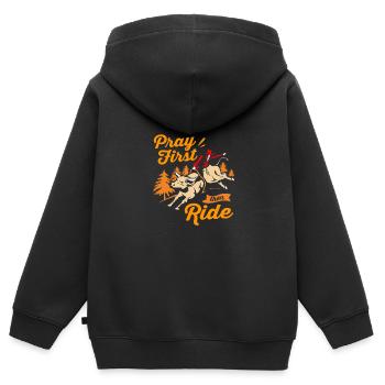Rodéo - Sweat Premium à capuche zippé enfant bio - noir - Dos - AI Model Kid Male (0cm)