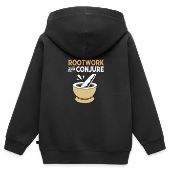Vaudou - Sweat Premium à capuche zippé enfant bio - noir - Dos - AI Model Kid Male (0cm)