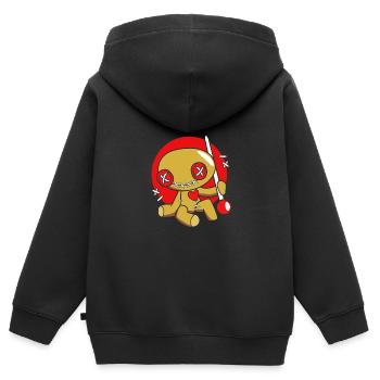 Poupée vaudou - Sweat Premium à capuche zippé enfant bio - noir - Dos - AI Model Kid Male (0cm)