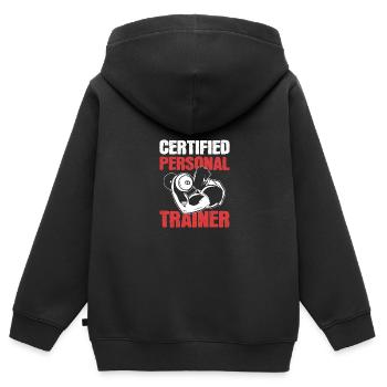 Fitness Fitnesstrainer Fitnessstudio - Kinder Premium Organic Zip Hoodie - Schwarz - Hinten - AI Model Kid Male (0cm)