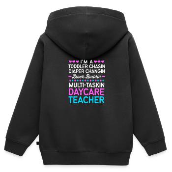 Daycare Center Education Educator Educator - Kids Premium Organic Zip-up Hoodie - black - Back - AI Model Kid Male (0cm)