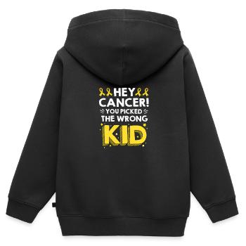 Krebs Kind - Kinder Premium Organic Zip Hoodie - Schwarz - Hinten - AI Model Kid Male (0cm)