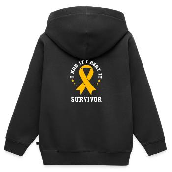 Krebs Kind - Kinder Premium Organic Zip Hoodie - Schwarz - Hinten - AI Model Kid Male (0cm)