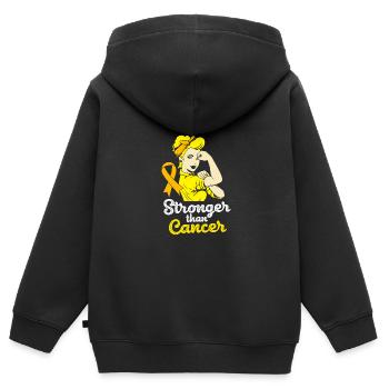 Krebs Kind - Kinder Premium Organic Zip Hoodie - Schwarz - Hinten - AI Model Kid Male (0cm)
