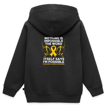 Krebs Kind Krebs-Überlebender - Kinder Premium Organic Zip Hoodie - Schwarz - Hinten - AI Model Kid Male (0cm)