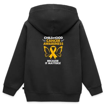Krebs Kind Krebs-Überlebender - Kinder Premium Organic Zip Hoodie - Schwarz - Hinten - AI Model Kid Male (0cm)