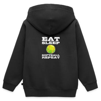 Softball Joueurs de softball - Sweat Premium à capuche zippé enfant bio - noir - Dos - AI Model Kid Male (0cm)