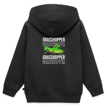 Sauterelle sauterelle - Sweat Premium à capuche zippé enfant bio - noir - Dos - AI Model Kid Male (0cm)