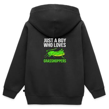 Sauterelle - Sweat Premium à capuche zippé enfant bio - noir - Dos - AI Model Kid Male (0cm)