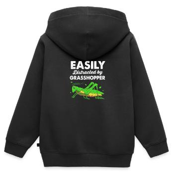 Sauterelle sauterelle - Sweat Premium à capuche zippé enfant bio - noir - Dos - AI Model Kid Male (0cm)
