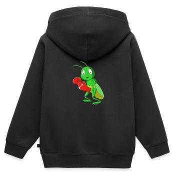 Sauterelle - Sweat Premium à capuche zippé enfant bio - noir - Dos - AI Model Kid Male (0cm)