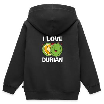 Thai Durian Frucht - Kinder Premium Organic Zip Hoodie - Schwarz - Hinten - AI Model Kid Male (0cm)