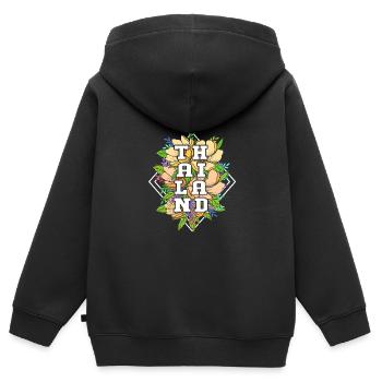 Thaï - Sweat Premium à capuche zippé enfant bio - noir - Dos - AI Model Kid Male (0cm)