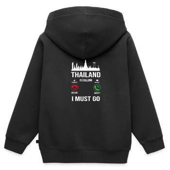 Thaïlande Langue thaïlandaise - Sweat Premium à capuche zippé enfant bio - noir - Dos - AI Model Kid Male (0cm)