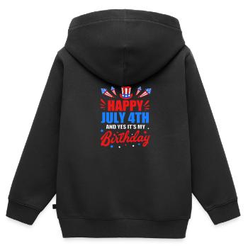 Vierter Juli Nationalfarben Nationalfeiertag USA - Kinder Premium Organic Zip Hoodie - Schwarz - Hinten - AI Model Kid Male (0cm)