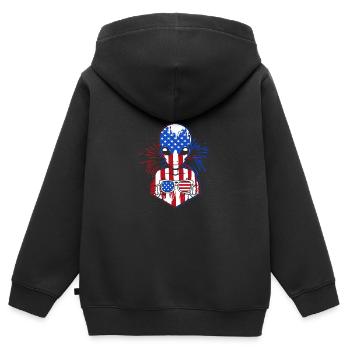 Vierter Juli Nationalfarben Nationalfeiertag USA - Kinder Premium Organic Zip Hoodie - Schwarz - Hinten - AI Model Kid Male (0cm)
