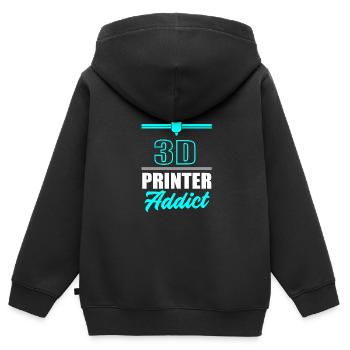 3D Druck Drucken Prototyp - Kinder Premium Organic Zip Hoodie - Schwarz - Hinten - AI Model Kid Male (0cm)