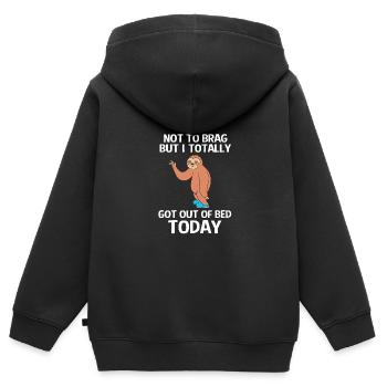 Faultier Faulheit Faulenzer Morgenmuffel - Kinder Premium Organic Zip Hoodie - Schwarz - Hinten - AI Model Kid Male (0cm)