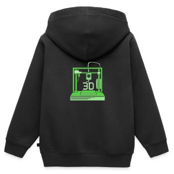 3D Druck Drucken Prototyp - Kinder Premium Organic Zip Hoodie - Schwarz - Hinten - AI Model Kid Male (0cm)