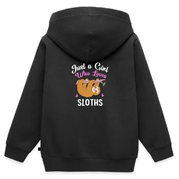 Faultier Faulheit Faulenzer Morgenmuffel - Kinder Premium Organic Zip Hoodie - Schwarz - Hinten - AI Model Kid Male (0cm)