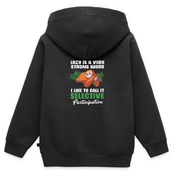 Faultier Faulheit Faulenzer Morgenmuffel - Kinder Premium Organic Zip Hoodie - Schwarz - Hinten - AI Model Kid Male (0cm)