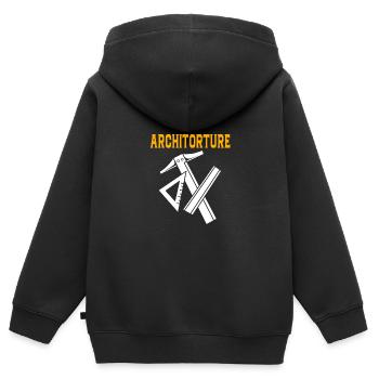 architecture - Sweat Premium à capuche zippé enfant bio - noir - Dos - AI Model Kid Male (0cm)