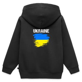 Ukraine - Kinder Premium Organic Zip Hoodie - Schwarz - Hinten - AI Model Kid Male (0cm)