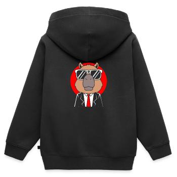Capybara Gentleman - Kinder Premium Organic Zip Hoodie - Schwarz - Hinten - AI Model Kid Male (0cm)