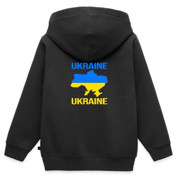 Ukraine - Kinder Premium Organic Zip Hoodie - Schwarz - Hinten - AI Model Kid Male (0cm)