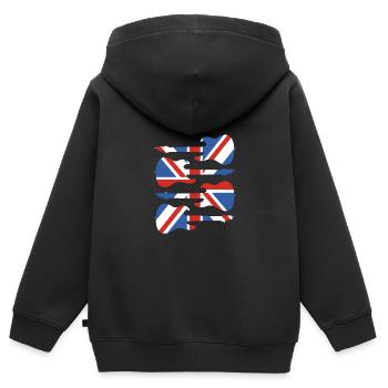 Angleterre - Sweat Premium à capuche zippé enfant bio - noir - Dos - AI Model Kid Male (0cm)