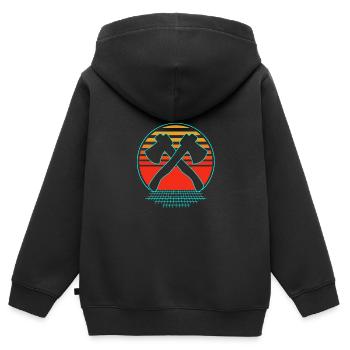 Axt Werfen - Kinder Premium Organic Zip Hoodie - Schwarz - Hinten - AI Model Kid Male (0cm)