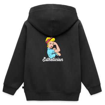 Kosmetikerin - Kinder Premium Organic Zip Hoodie - Schwarz - Hinten - AI Model Kid Male (0cm)