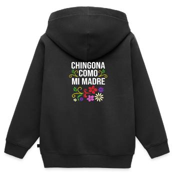 Latina Mutter Latino - Kinder Premium Organic Zip Hoodie - Schwarz - Hinten - AI Model Kid Male (0cm)