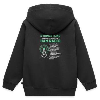 Antenne radio amateur - Sweat Premium à capuche zippé enfant bio - noir - Dos - AI Model Kid Male (0cm)