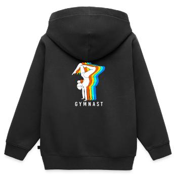 Athlétisme - Sweat Premium à capuche zippé enfant bio - noir - Dos - AI Model Kid Male (0cm)