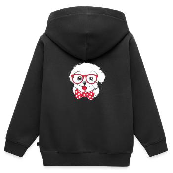 Maltese - Kids Premium Organic Zip-up Hoodie - black - Back - AI Model Kid Male (0cm)