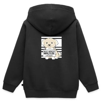 Maltese - Kids Premium Organic Zip-up Hoodie - black - Back - AI Model Kid Male (0cm)