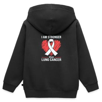 Cancer du poumon - Sweat Premium à capuche zippé enfant bio - noir - Dos - AI Model Kid Male (0cm)