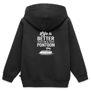 Bateau ponton Bateau Bateaux - Sweat Premium à capuche zippé enfant bio - noir - Dos - AI Model Kid Male (0cm)