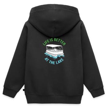 Bateau ponton Bateau Bateaux - Sweat Premium à capuche zippé enfant bio - noir - Dos - AI Model Kid Male (0cm)