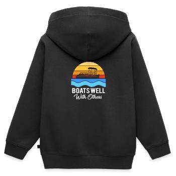 Bateau ponton Bateau Bateaux - Sweat Premium à capuche zippé enfant bio - noir - Dos - AI Model Kid Male (0cm)