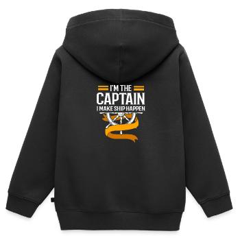 Bateau ponton Bateau Bateaux - Sweat Premium à capuche zippé enfant bio - noir - Dos - AI Model Kid Male (0cm)