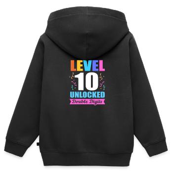 23e anniversaire Dix année de naissance Date de naissance Date de naissance - Sweat Premium à capuche zippé enfant bio - noir - Dos - AI Model Kid Male (0cm)